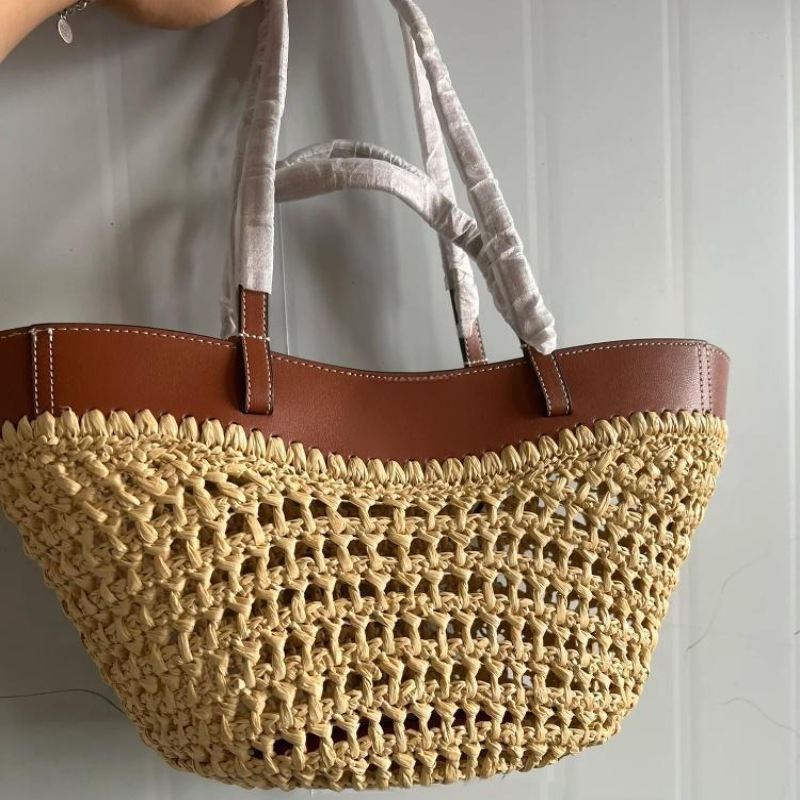 Women'S Raffia Bags - Markowa ażurowa torba plażowa z plecionki,