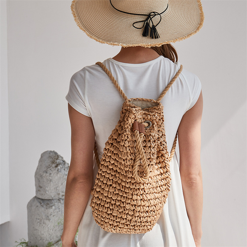 Women'S Raffia Bags - 2023 letnie plecaki ze słomy na