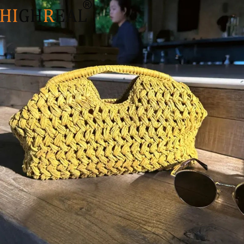 Women'S Raffia Bags - Elegancka damska torebka na łańcuszku, pleciona