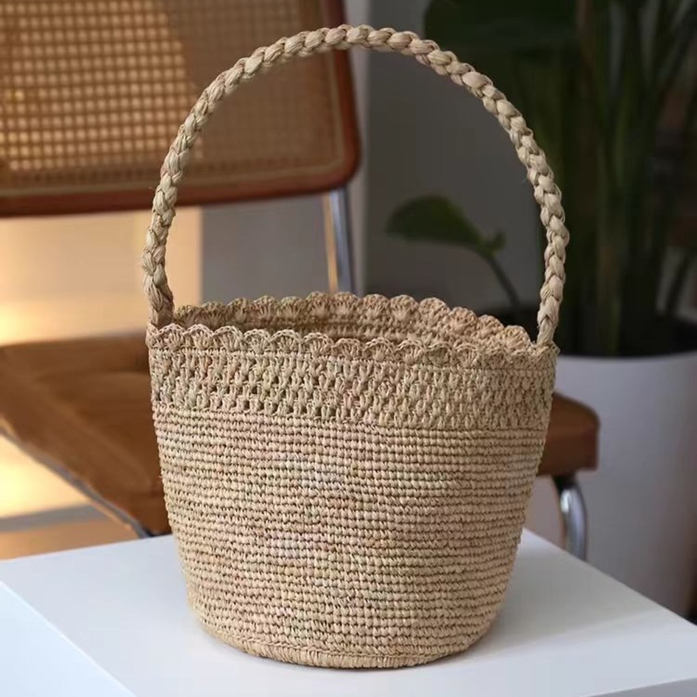 Women'S Raffia Bags - Ręcznie robiona na szydełku torba wiadro